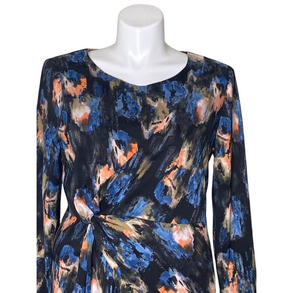 NYDJ Black Melting Ikat Twist Front Dress, Long Sleeves Women's Size 16 - Picture 4 of 13